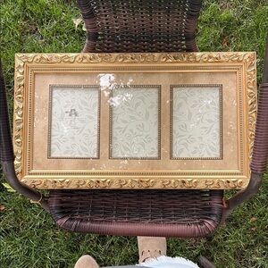 Elegant Gold Triple Photo Frame
